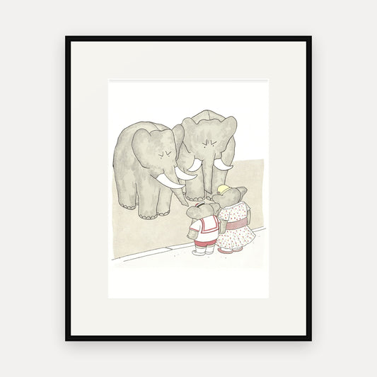 The Mothers Come to Town, Histoire de Babar - mounted and framed print, front view
