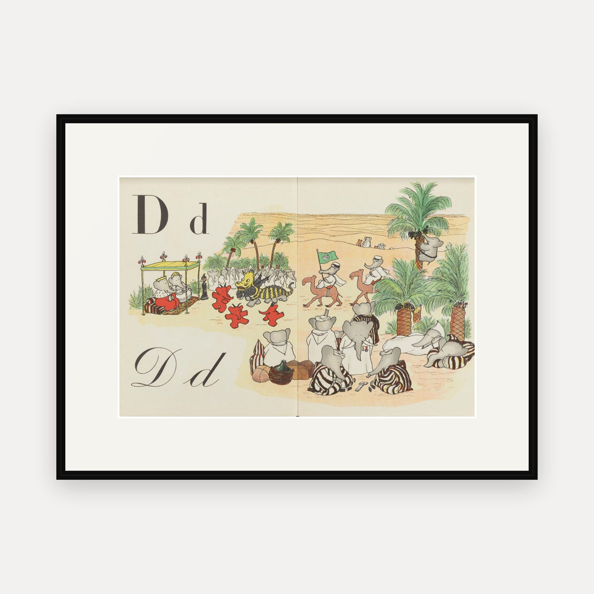 The Letter D, ABC de Babar - mounted and framed print, front view