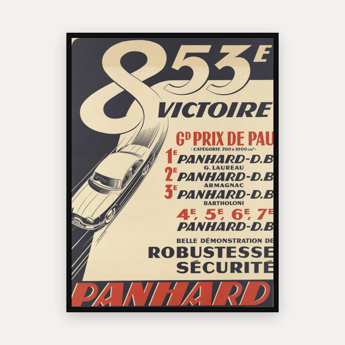 853e Victoire Grand prix de Pau · 1950 - Vintage Poster Print