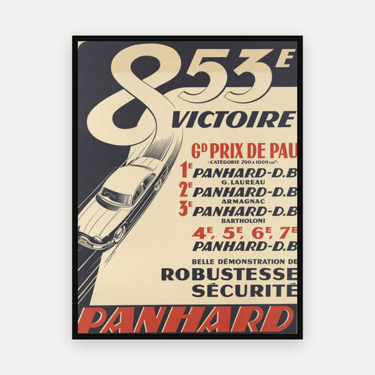 853e Victoire Grand prix de Pau · 1950 - Vintage Poster Print