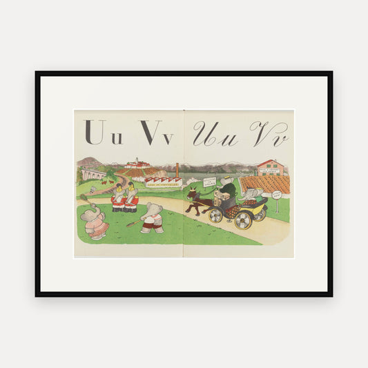 The Letters U and V, ABC de Babar - mounted and framed print, front view