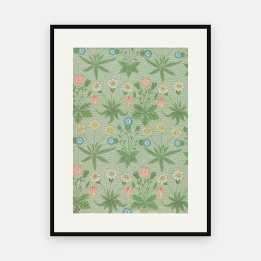 Daisy, Green, William Morris Wallpaper Print - mounted and framed print, front view