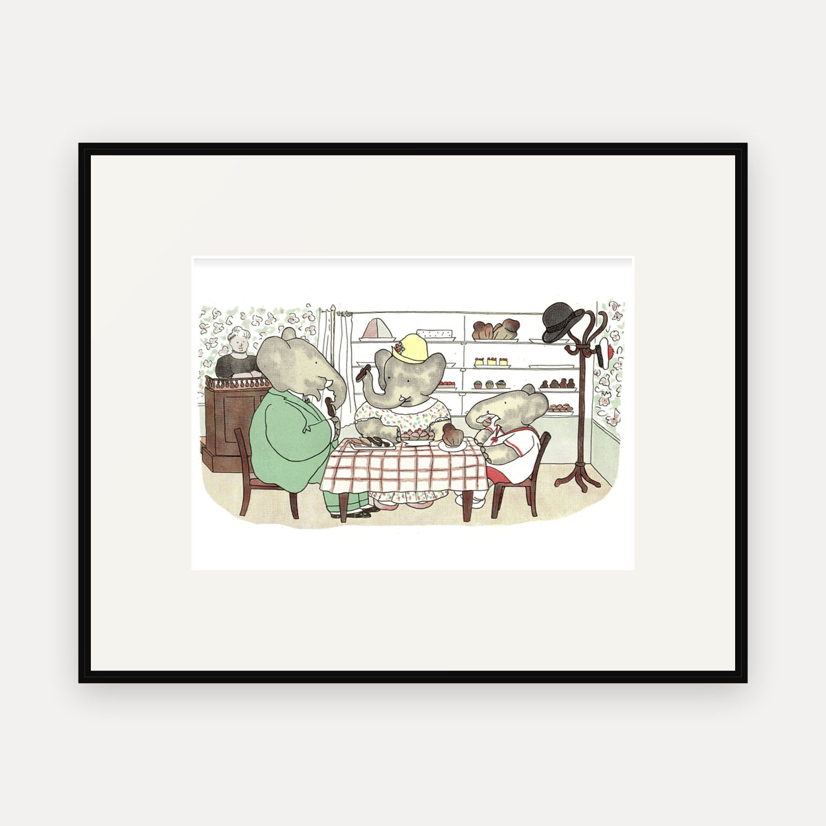 Tea with Arthur and Céleste, Histoire de Babar - mounted and framed print, front view