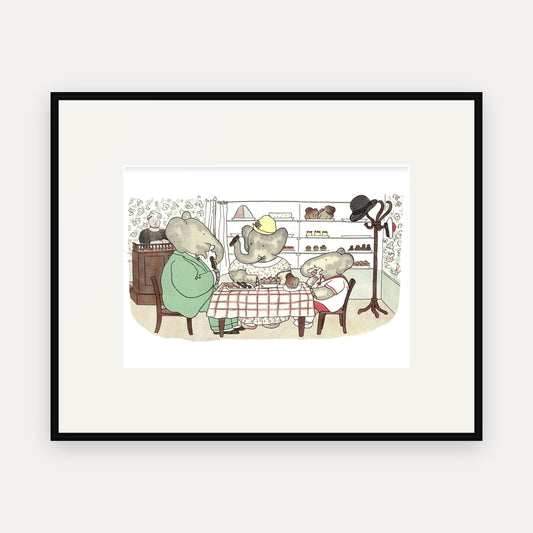 Tea with Arthur and Céleste, Histoire de Babar - mounted and framed print, front view