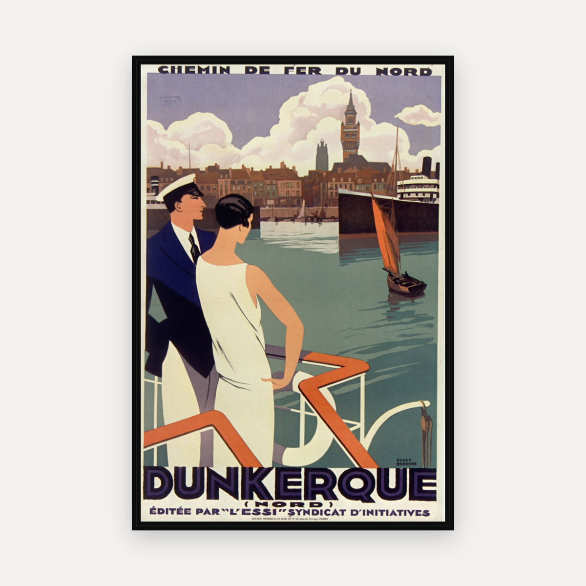 Chemin de fer du Nord. Dunkerque (Nord). Editée par l'Essi, Syndicat d'initiative · 1929 · Roger Broders - Vintage Poster Print