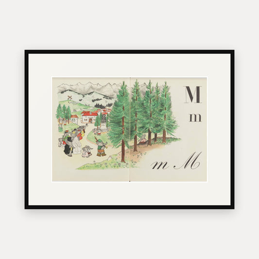The Letter M, ABC de Babar - mounted and framed print, front view