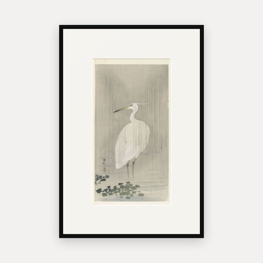 Egret in the Rain · Ohara Koson · Japanese Woodblock Print