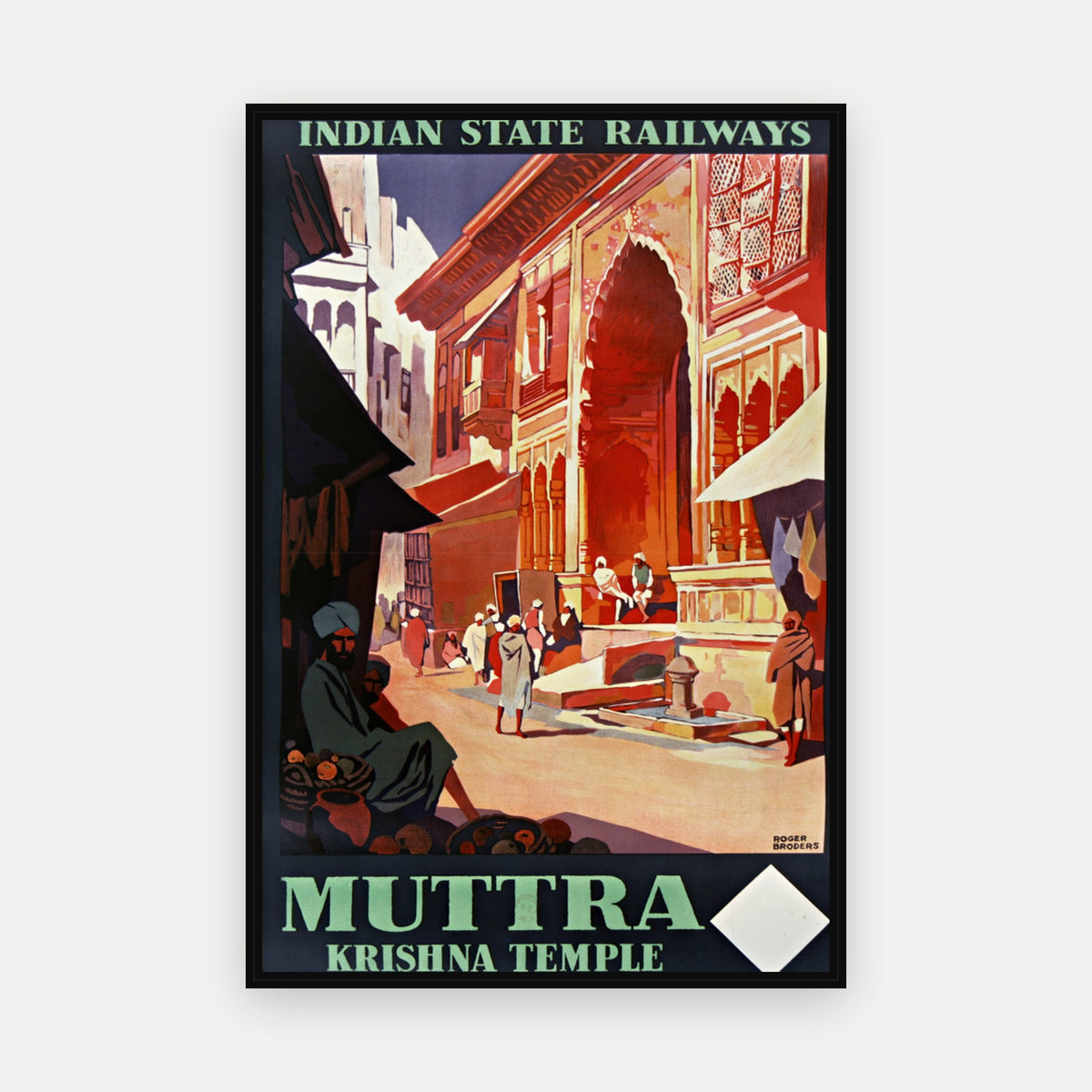 Indian State Railways. Muttra, Krishna temple · 1928 · Roger Broders - Vintage Poster Print