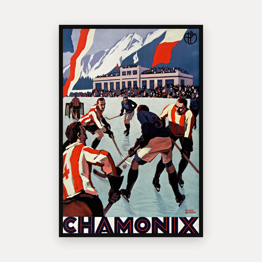 PLM. Chamonix, Championnat du monde de hockey sur gla -ce, 27 janvier-2 février 1930 · 1930 · Roger Broders - Vintage Poster Print