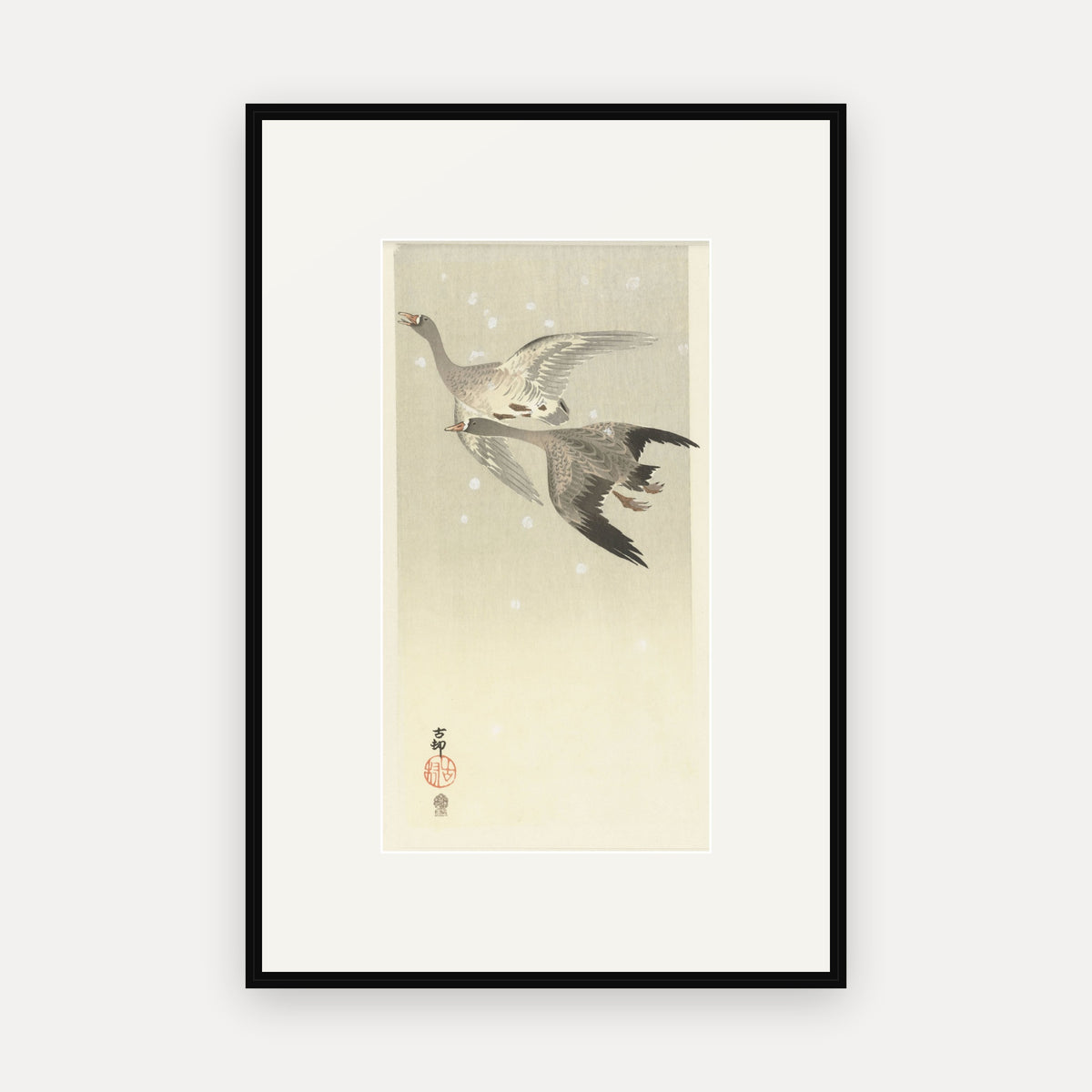 Geese Flying in Snow · Ohara Koson · Japanese Woodblock Print
