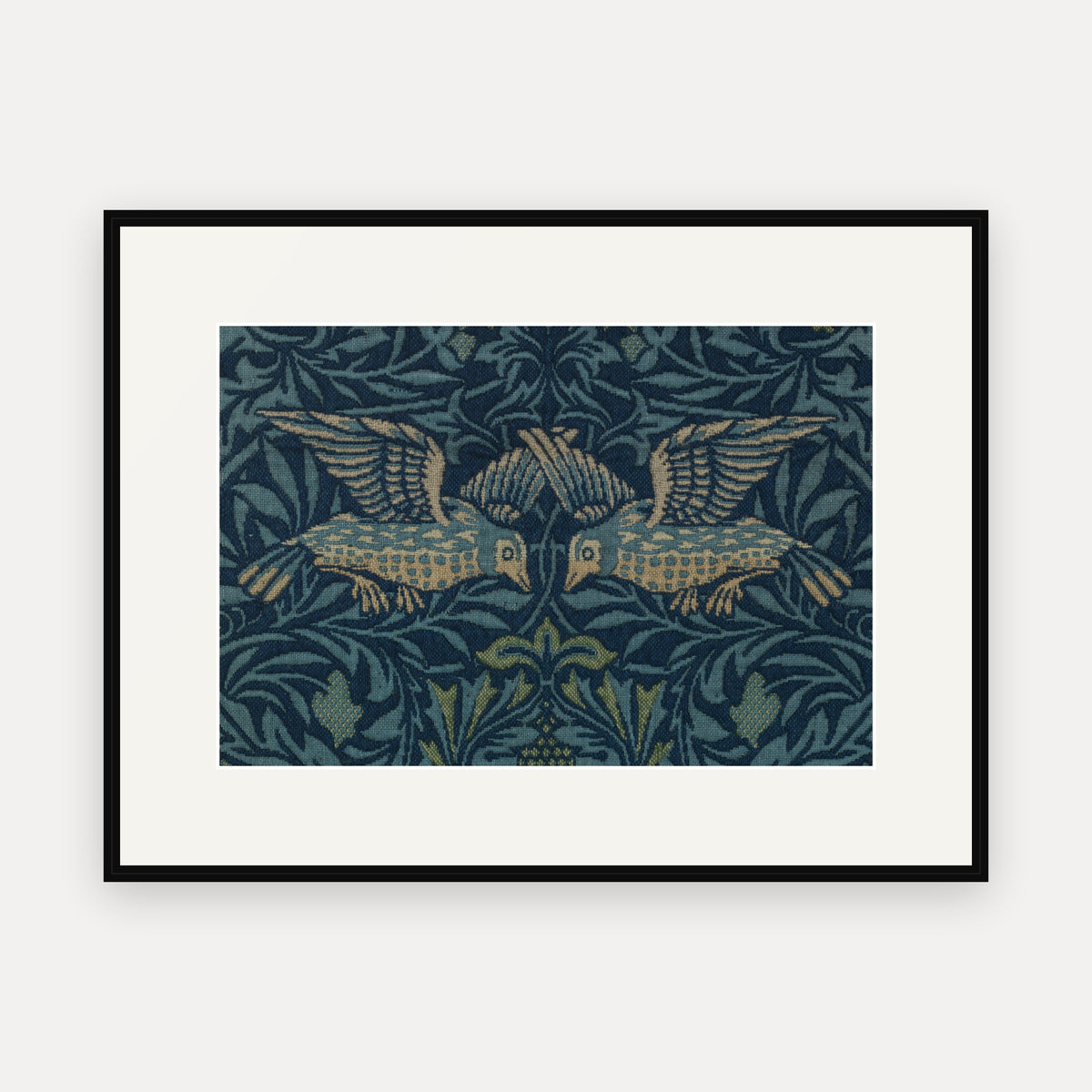Bird, In Flight, William Morris Textile Print - mounted and framed print, front view