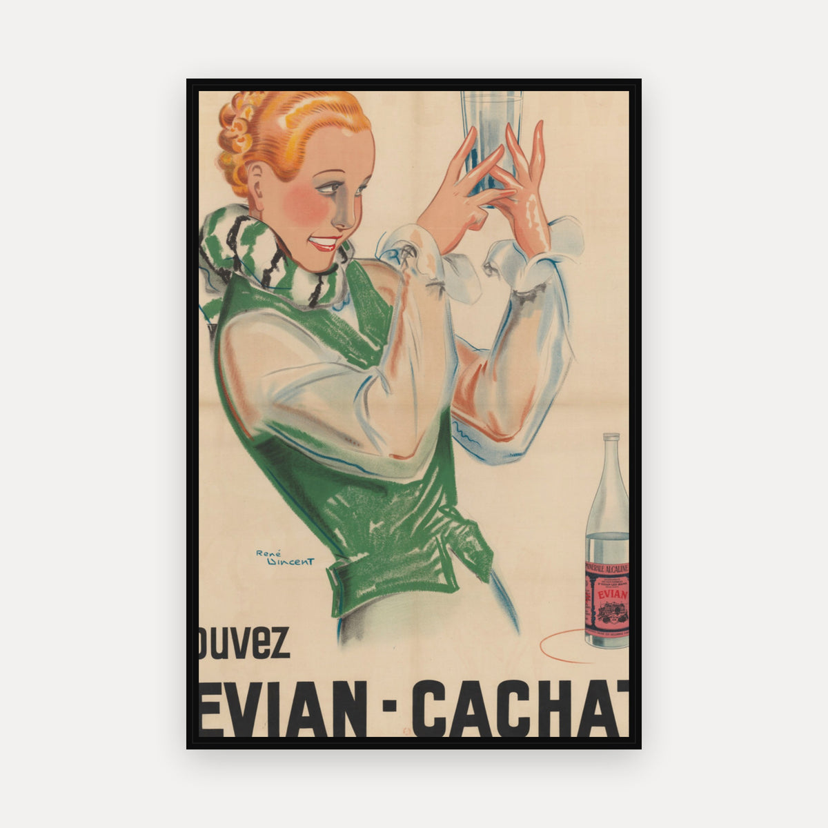 Buvez Evian-Cachat · 1935 · René Vincent - Vintage Poster Print