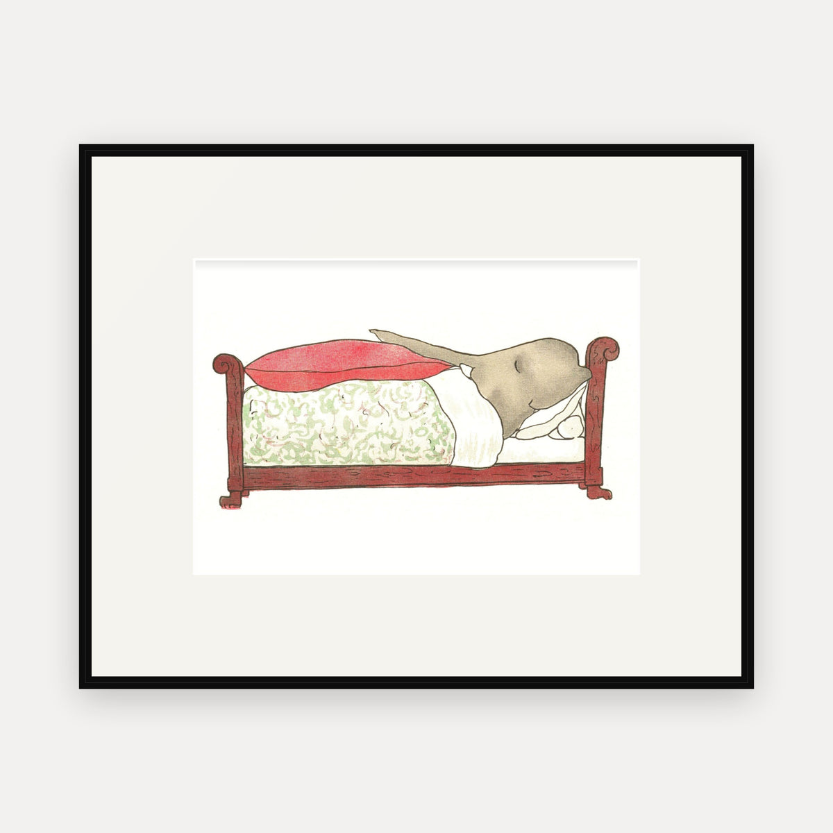 Babar Asleep, Histoire de Babar - mounted and framed print, front view