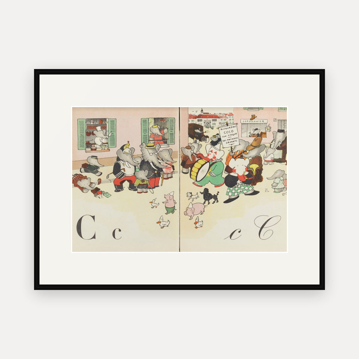 The Letter C, ABC de Babar - mounted and framed print, front view
