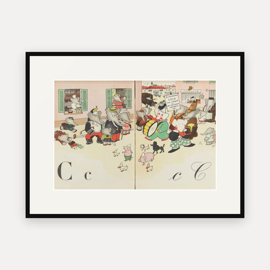 The Letter C, ABC de Babar - mounted and framed print, front view
