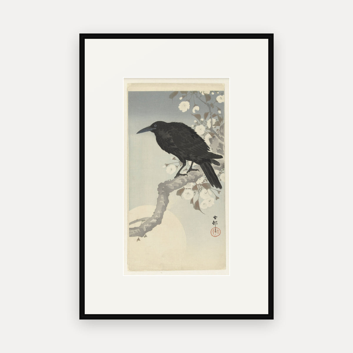 Crow and Full Moon · Ohara Koson · Japanese Woodblock Print