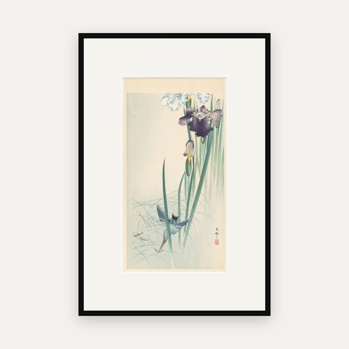 Kingfisher and Irises · Ohara Koson · Japanese Woodblock Print