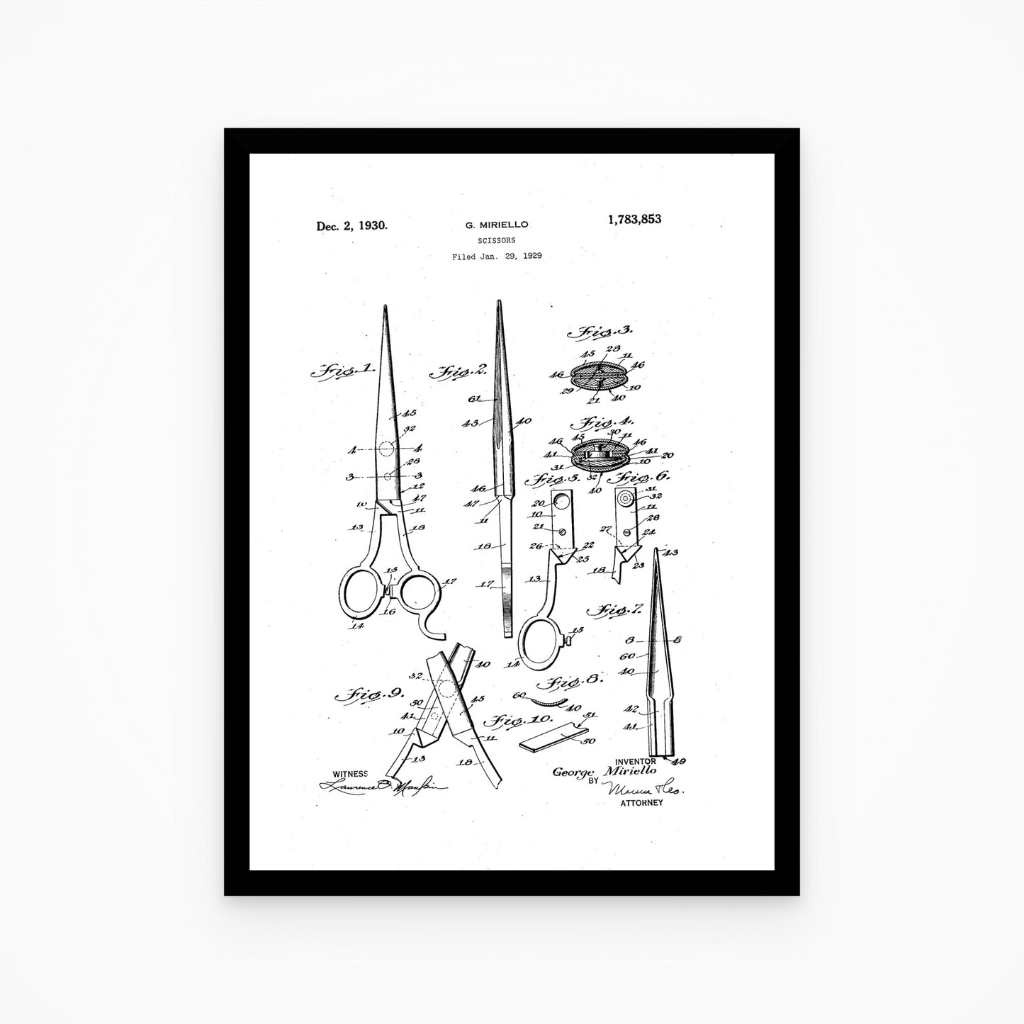 Scissors 1930 Patent Print