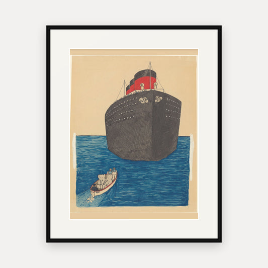 The Ocean Liner, Le voyage de Babar - mounted and framed print, front view