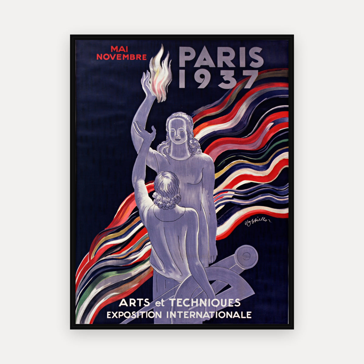 Mai-novembre Paris 1937 - Arts et techniques - exposition internationale - ([Epreuve du tirage de l') · 1937 · Leonetto Cappiello - Vintage Poster Print