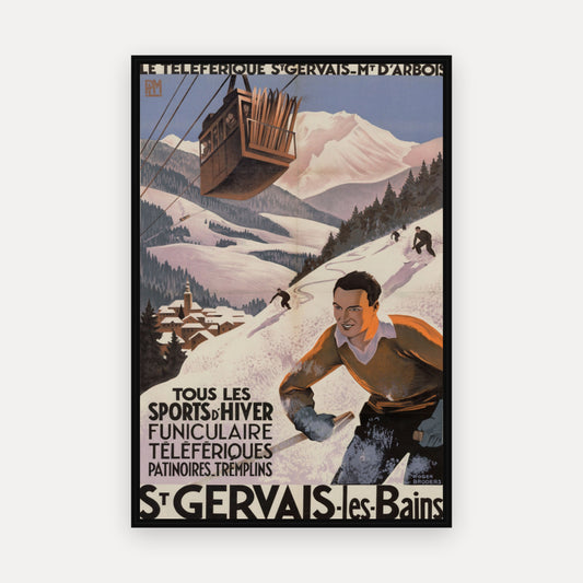Le téléphérique Saint-Gervais Mont-d'Arbois · 1930 · Roger Broders - Vintage Poster Print