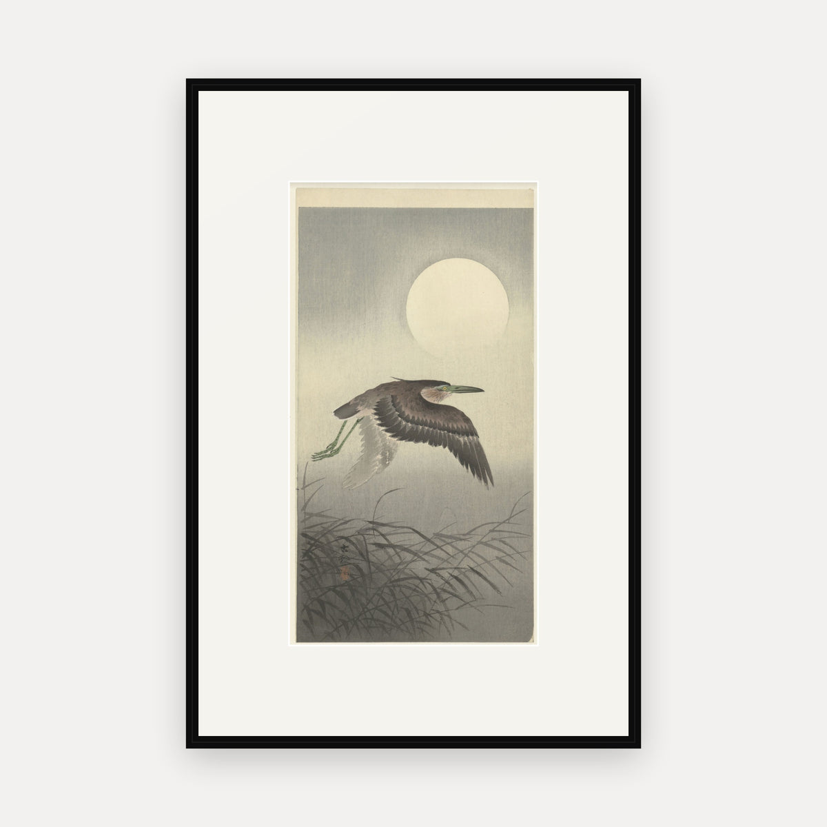 Heron and Full Moon · Ohara Koson · Japanese Woodblock Print