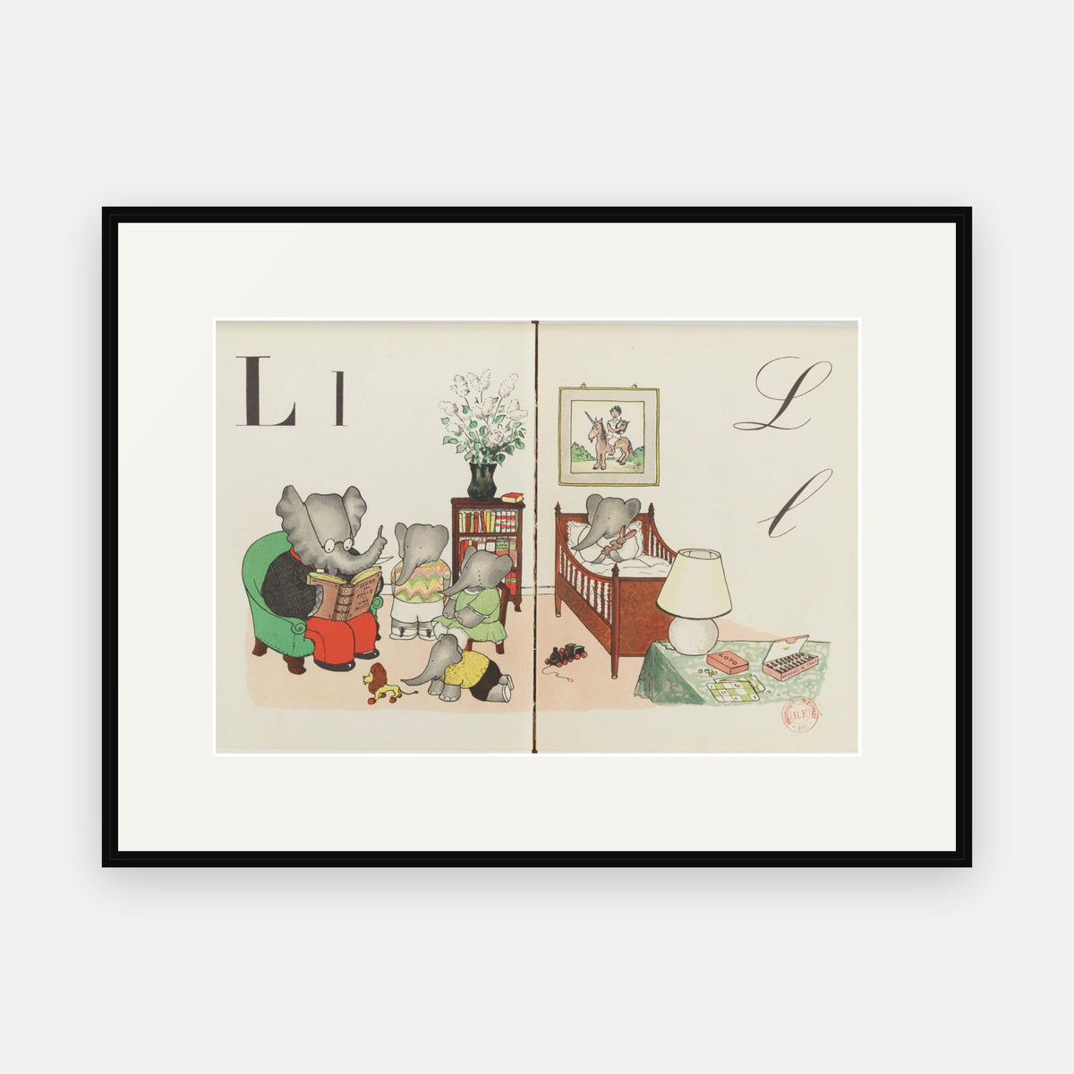 The Letter L, ABC de Babar - mounted and framed print, front view
