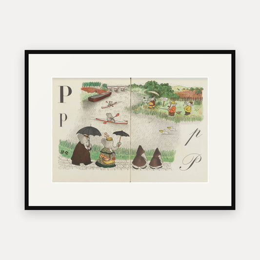 The Letter P, ABC de Babar - mounted and framed print, front view