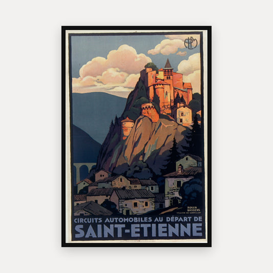 P. L. M. Circuit automobile au départ de Saint Etienne. Village de Cornilla · 1929 · Roger Broders - Vintage Poster Print