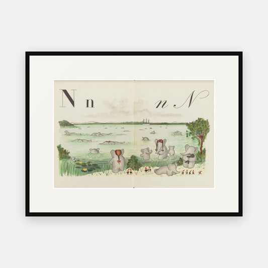 The Letter N, ABC de Babar - mounted and framed print, front view