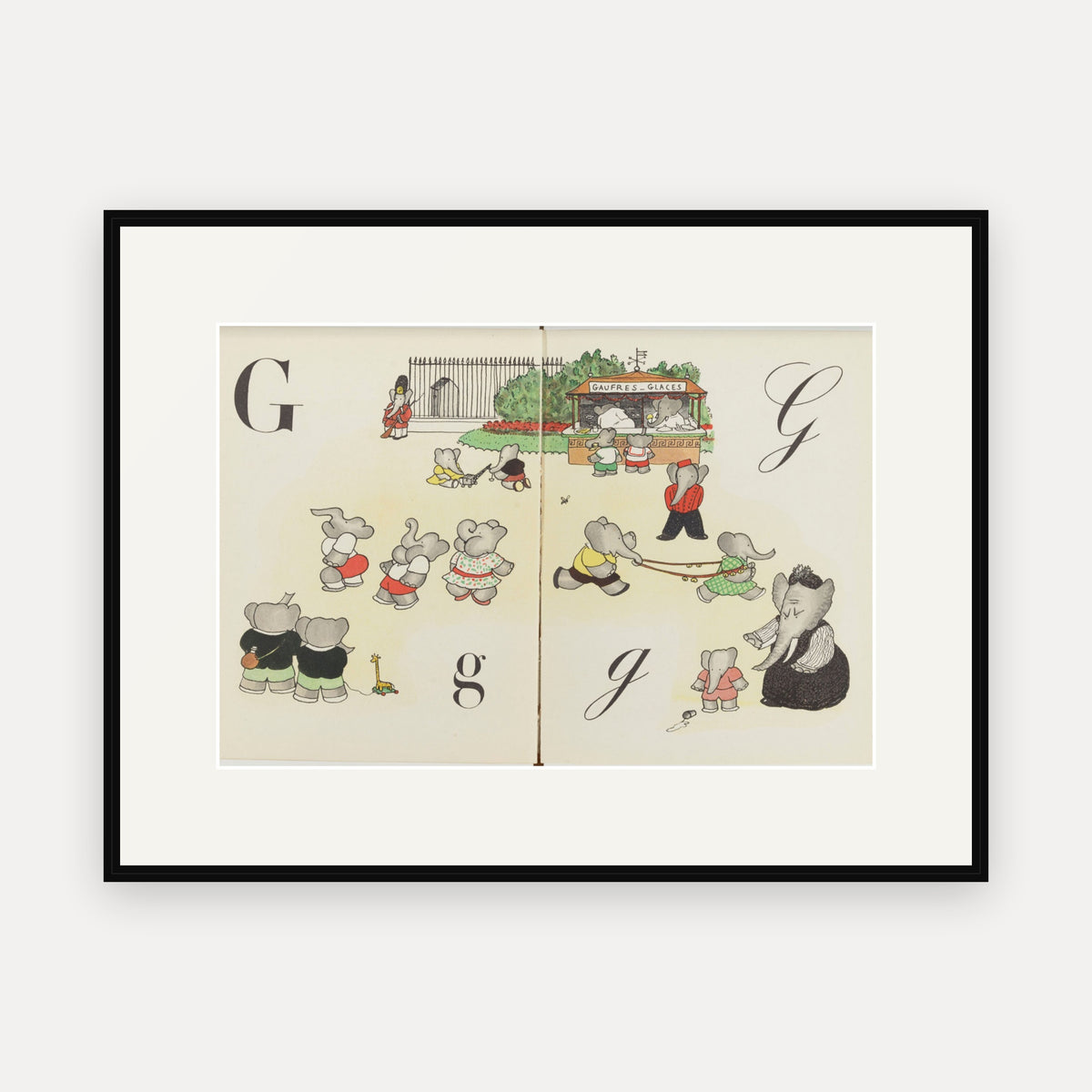 The Letter G, ABC de Babar - mounted and framed print, front view