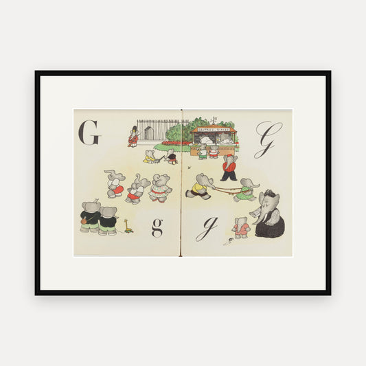 The Letter G, ABC de Babar - mounted and framed print, front view