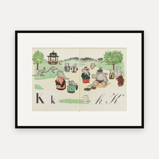 The Letter K, ABC de Babar - mounted and framed print, front view