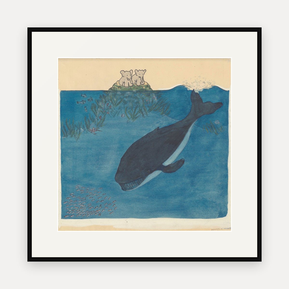 The Whale, Le voyage de Babar - mounted and framed print, front view