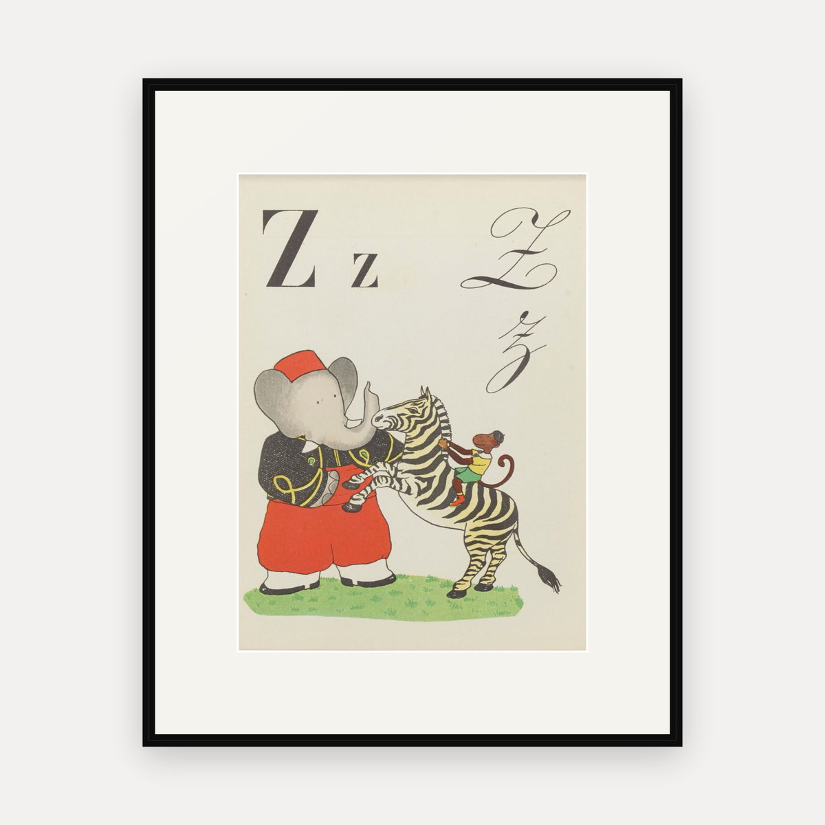 The Letter Z, ABC de Babar - mounted and framed print, front view