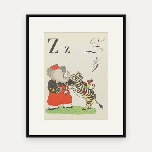 The Letter Z, ABC de Babar - mounted and framed print, front view