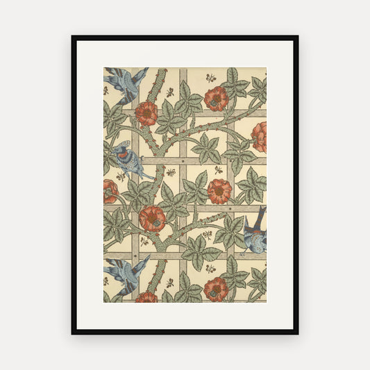 Trellis, William Morris Wallpaper Print - mounted and framed print, front view