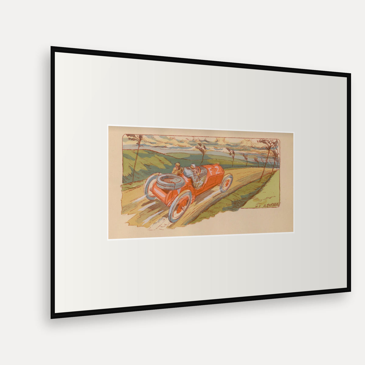 Grand Prix de l'ACF, Dieppe 1907, Fiat - Ernest Montaut framed print shown at an angle