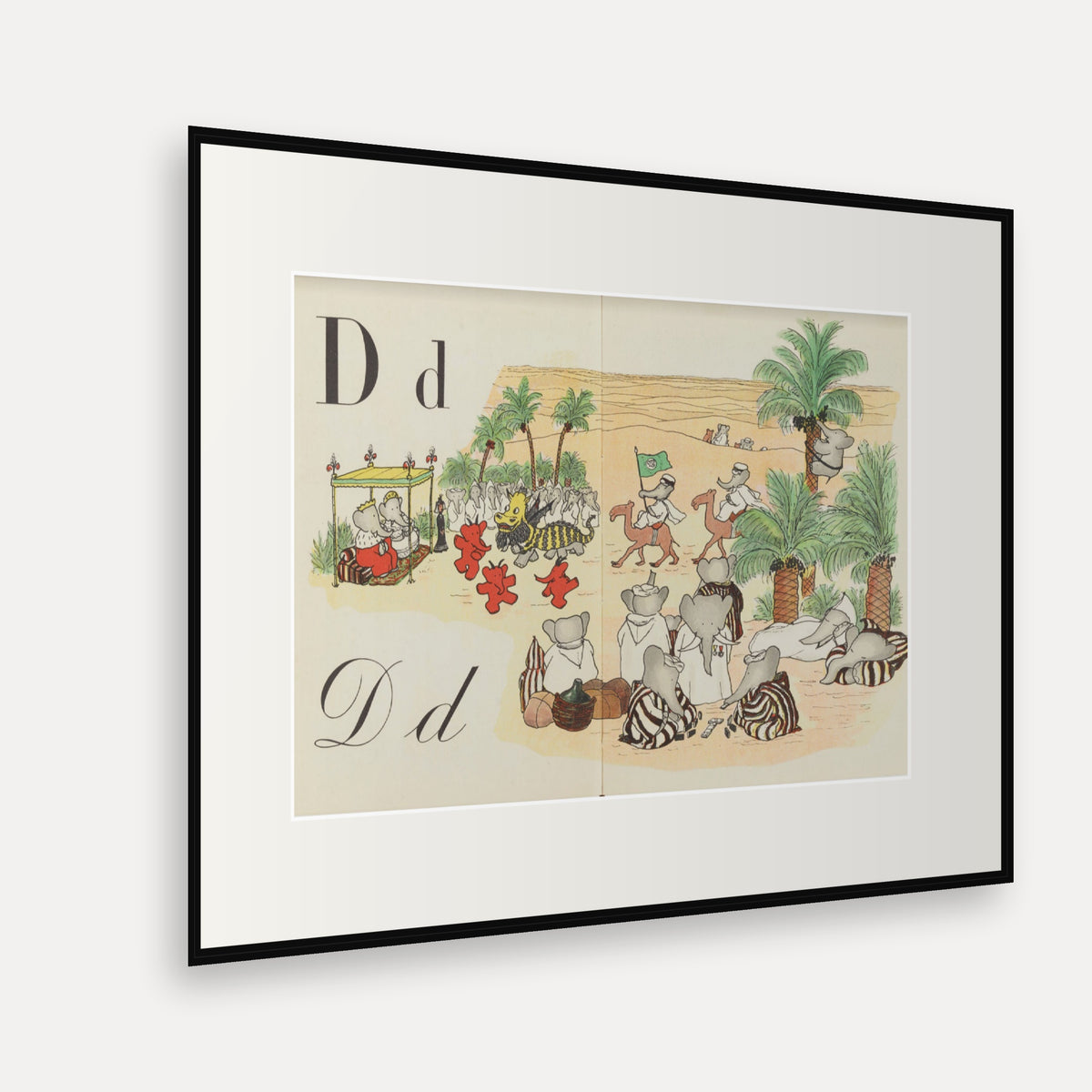 The Letter D, ABC de Babar - mounted and framed print, angled view