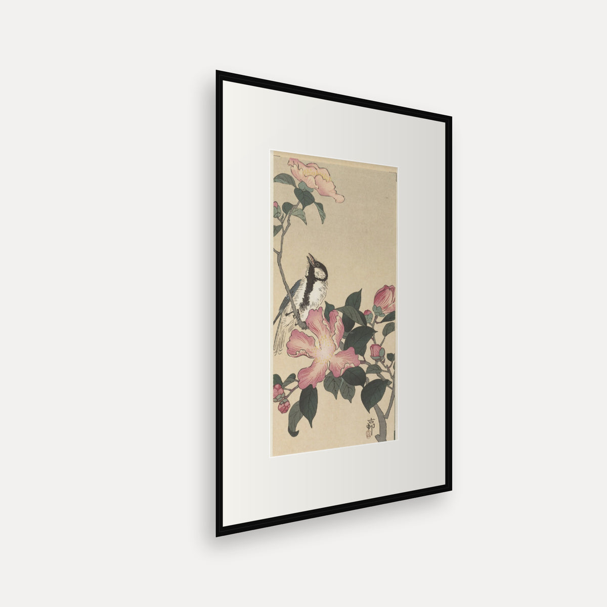 Great Tit and Camellia · Ohara Koson · Japanese Woodblock Print