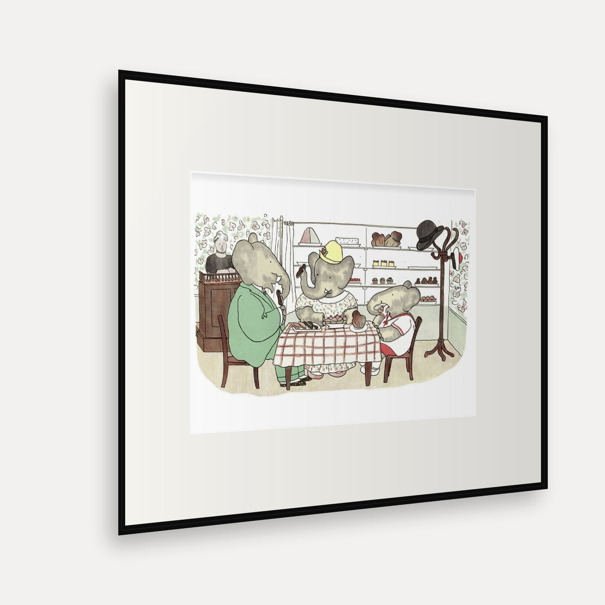 Tea with Arthur and Céleste, Histoire de Babar - mounted and framed print, angled view