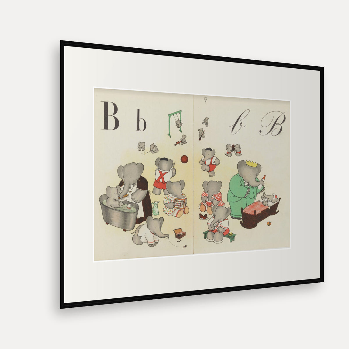 The Letter B, ABC de Babar - mounted and framed print, angled view