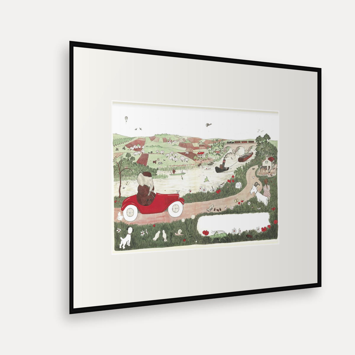 The Drive in the Country, Histoire de Babar - mounted and framed print, angled view