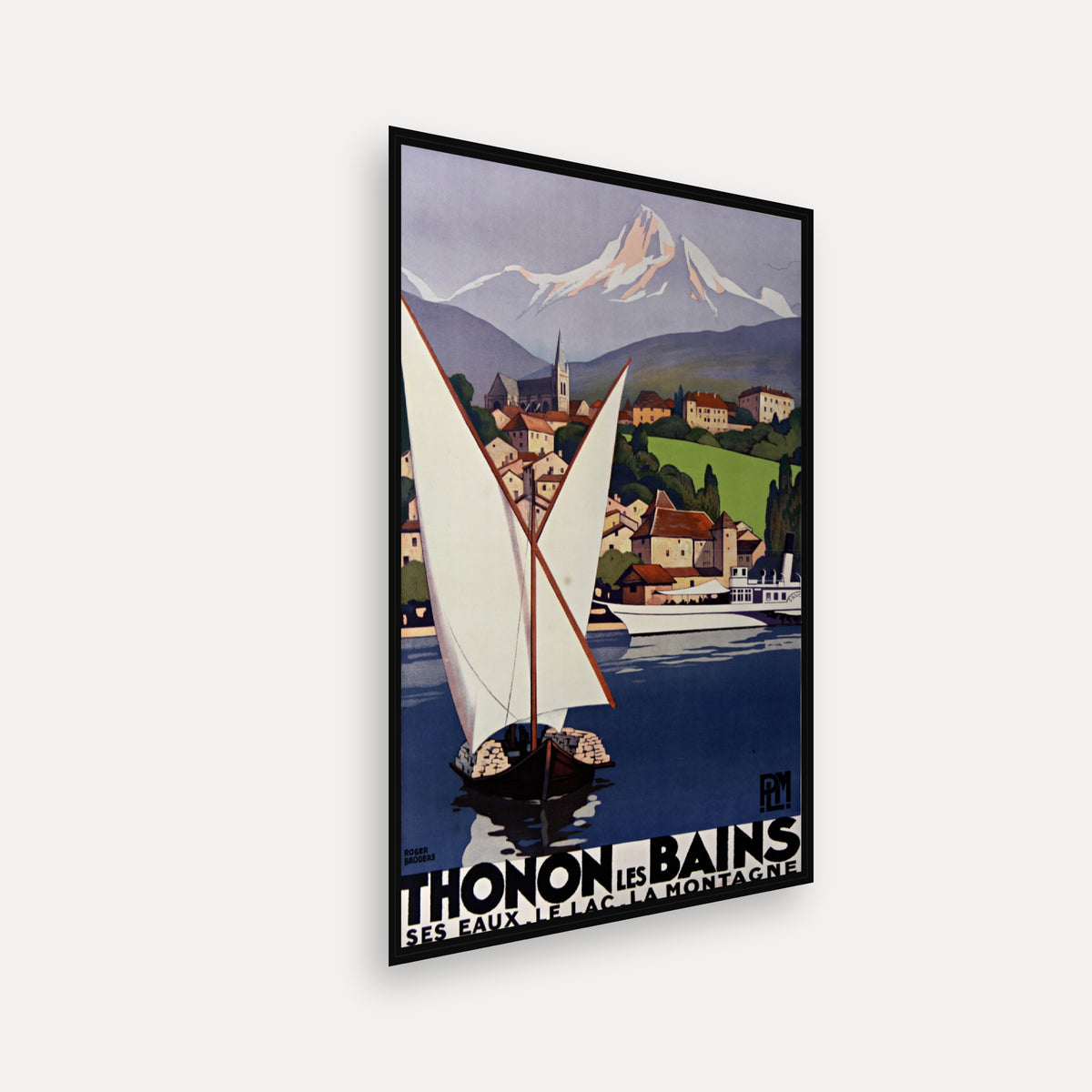 PLM, Thonon Les Bains, ses eaux, le lac, la montagne · 1929 · Roger Broders - Vintage Poster Print