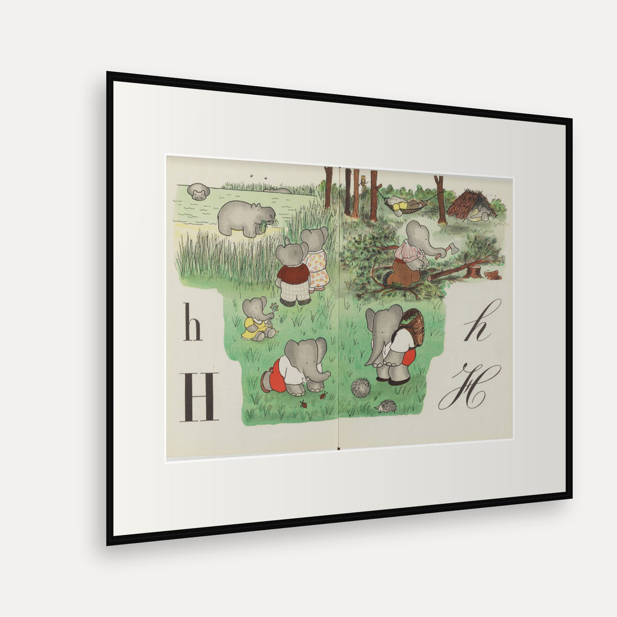The Letter H, ABC de Babar - mounted and framed print, angled view