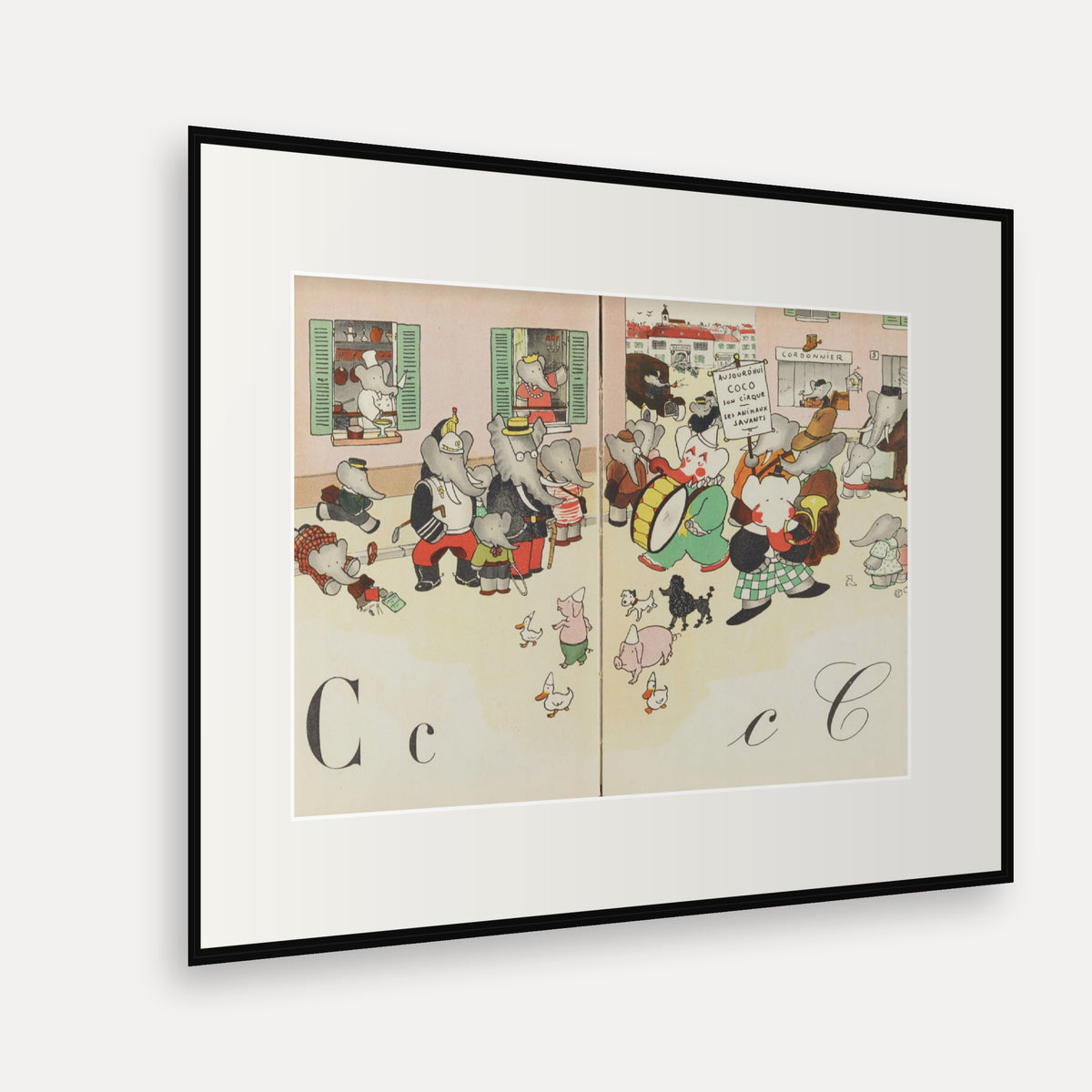 The Letter C, ABC de Babar - mounted and framed print, angled view