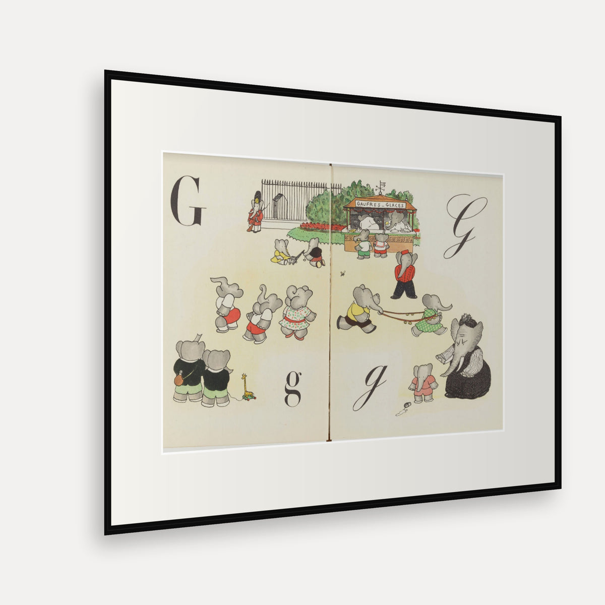 The Letter G, ABC de Babar - mounted and framed print, angled view