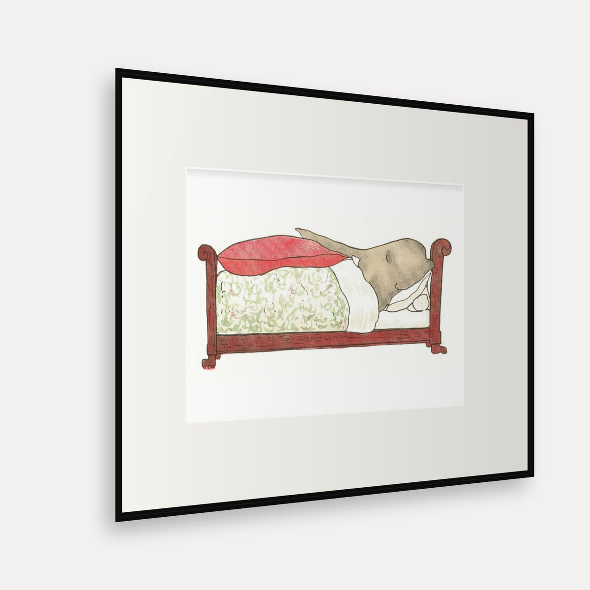 Babar Asleep, Histoire de Babar - mounted and framed print, angled view