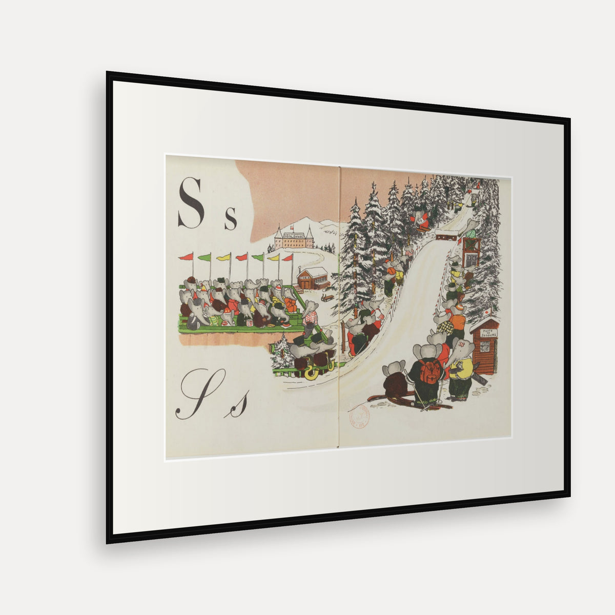 The Letter S, ABC de Babar - mounted and framed print, angled view