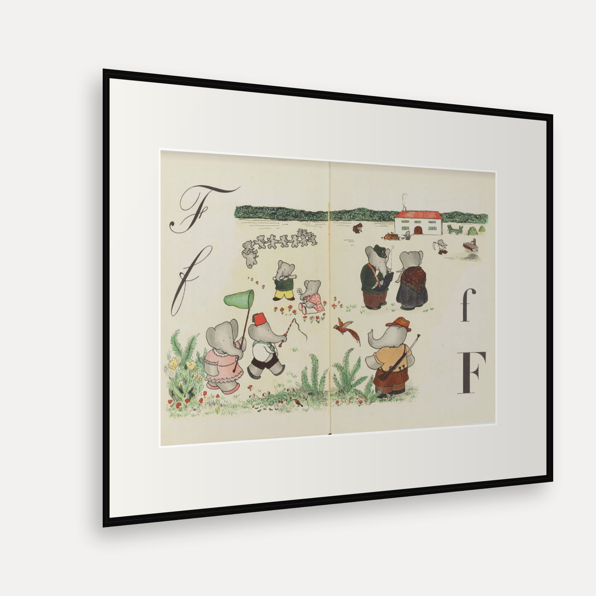 The Letter F, ABC de Babar - mounted and framed print, angled view
